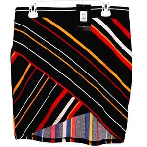 FASHION NOVA NWT Merrilyn Multicolor Diagonal Stripe Mini Skirt 1XL Party